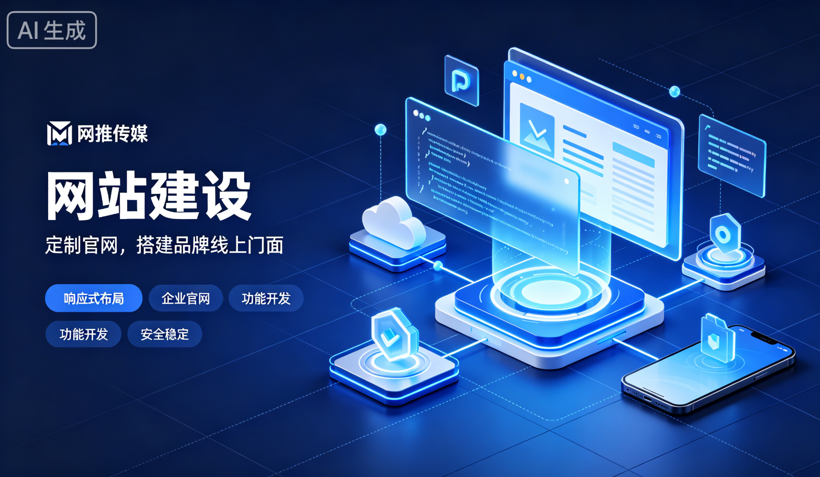 红花岗网站建设宣传图 - 专业官网制作界面展示